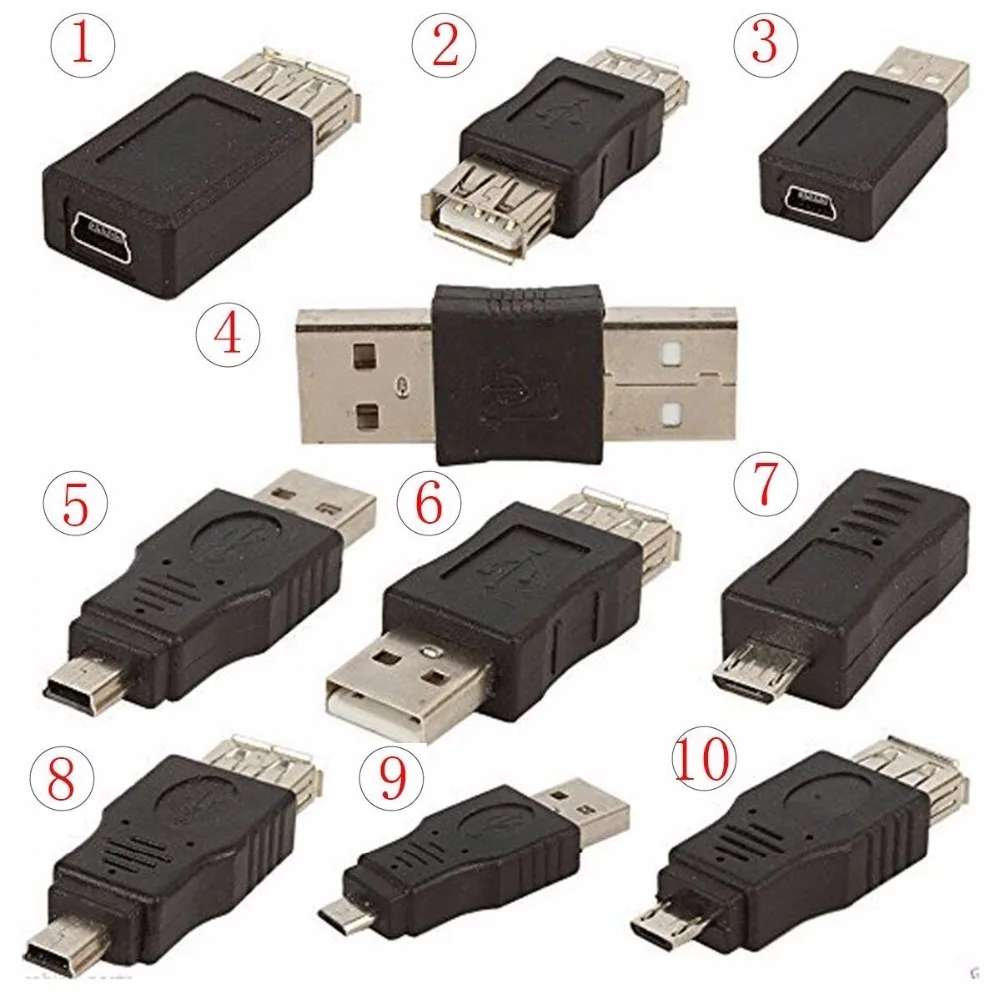 10 шт./лот OTG 5-контактный Переходник F/M USB штырь-гнездо micro mini plug для компьютера