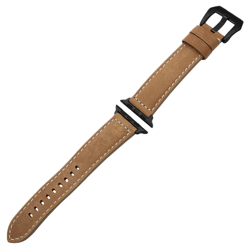 Ремешок из натуральной телячьей кожи для iWatch Apple Watch 38 мм 42 Series 1 2 3 спортивный