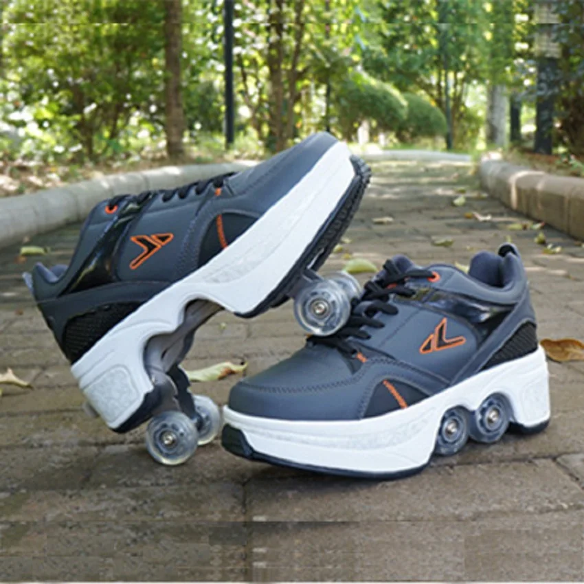 Agloat deformation shoes double roller 