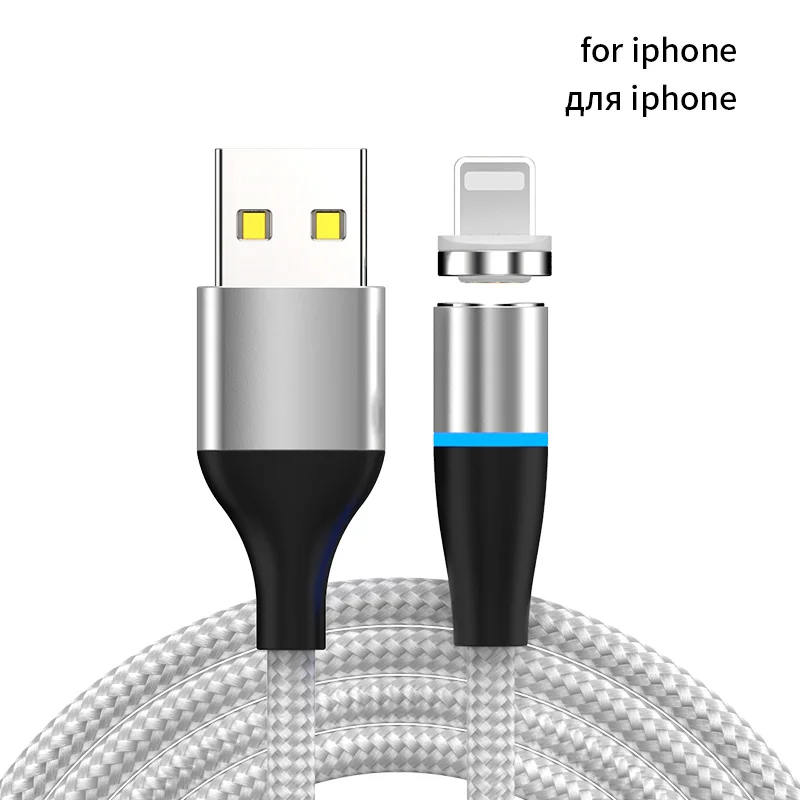 For iPhone Cable 1,5 M кабель для быстрой зарядки мобильного телефона 3 А 5 в 18 Вт Магнитный QC3.0 Быстрая зарядка USB-Type C Micro USB для iPhone 3 в 1 нейлоновая веревка - Цвет: For iPhone Cable