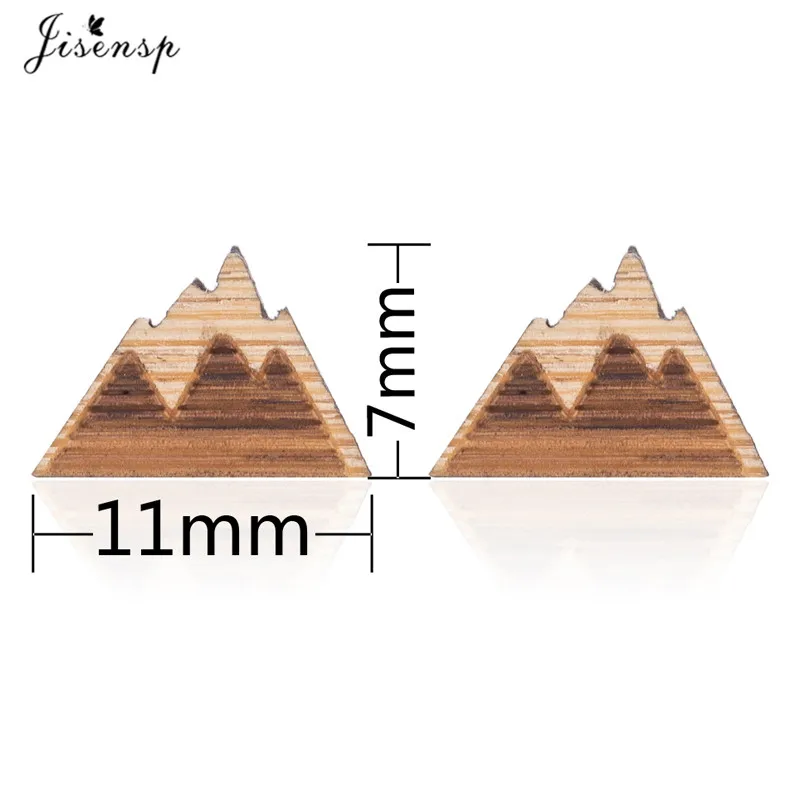 Серьги гвоздики Jisensp деревянные женские Простые Модные украшения в виде горы с