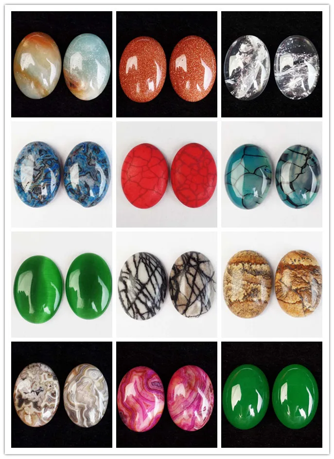 

1pcs Natural Mixed Stone Oval CAB CABOCHON 25x18x6mm