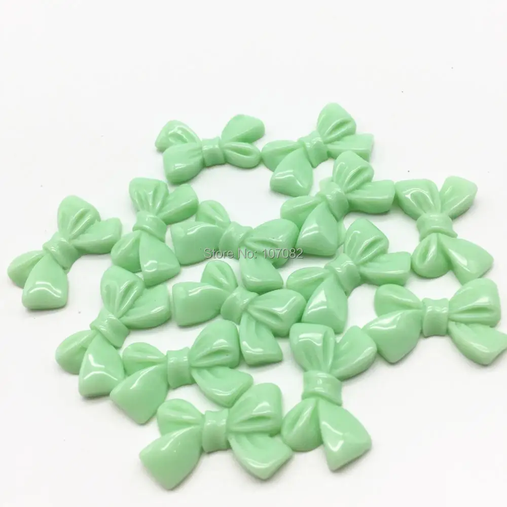 

50pcs 25x16mm Resin Green Bows Tie Flatbacks Cabochons Embellishments Crafts Scrapbooking Cardmaking