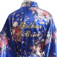 women silk satin wedding robe letter mother of the bride robes floral bathrobe short kimono bridal party gifts dressing gowns