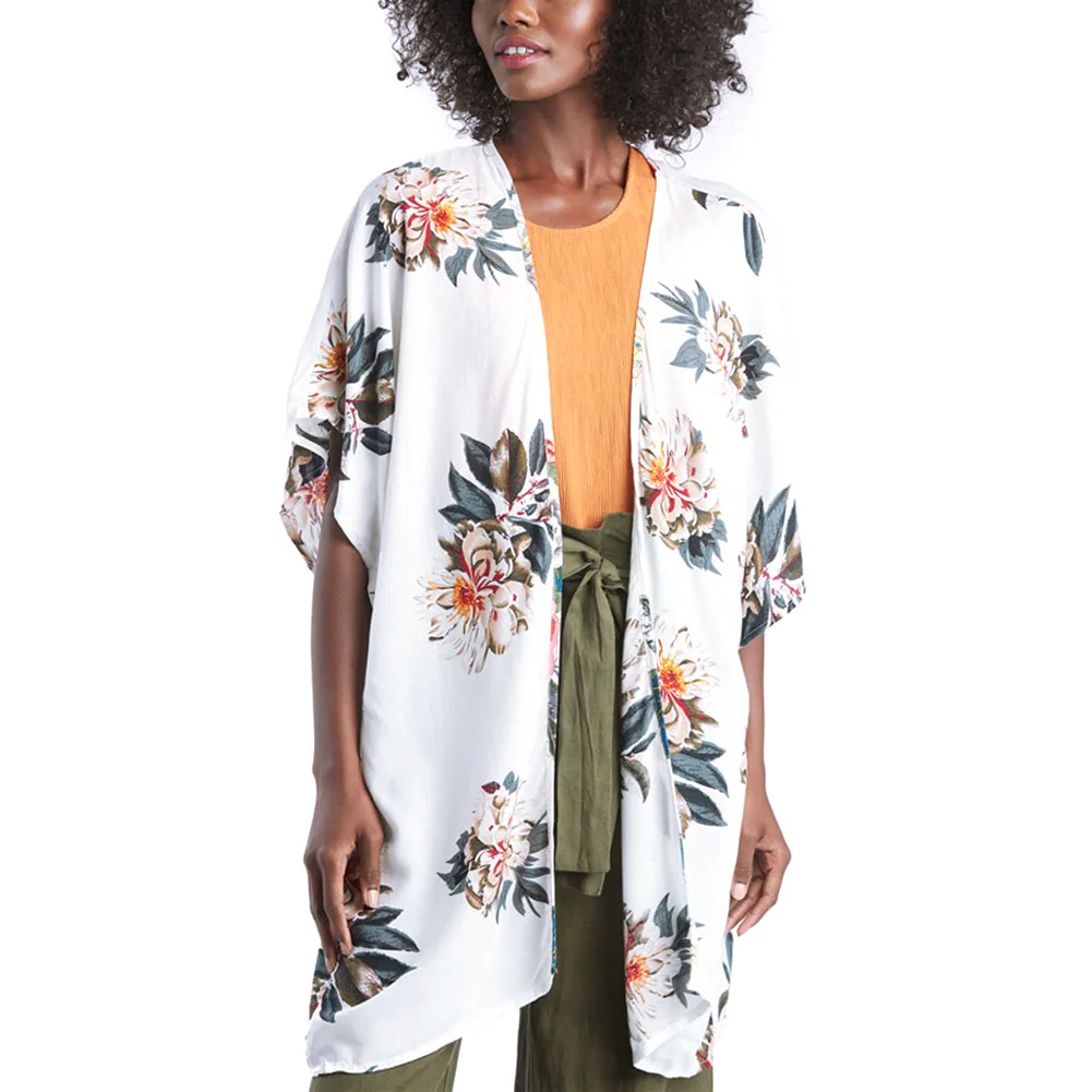 

Blouse Woman Fashion Women Casual Floral Print kimono cardigan long shirt for women Autumn Short Sleeve Shirt blusa feminina