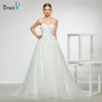 dressv elegant sample sweetheart neck wedding dress appliques beading a line floor length simple bridal gowns wedding dress