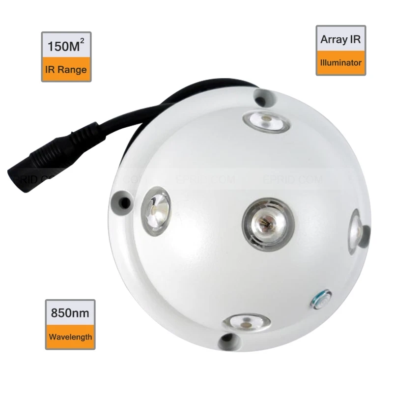 

3.5" 5 Array IR LED 150 Sqm 850nm 4000mW Indoor Dome Illuminator Light Source
