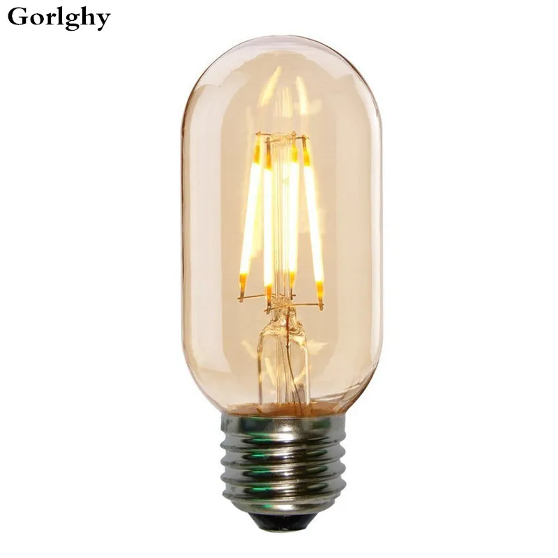 

2pcs COB Filament Light T45 4W E27 360lm Edison Vintage Retro Tube LED Filament Bulb Warm Cool White Color for Lighting Decora