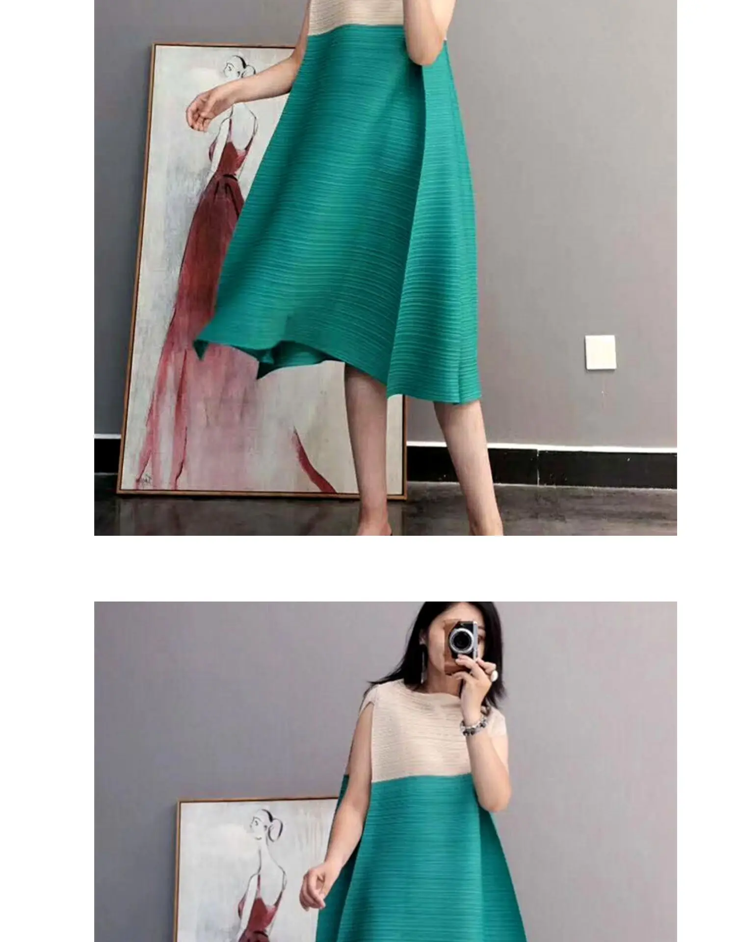 Changpleat, летняя коллекция, новое женское платье, Miyak, плиссированное, модное, цветное, подходящее, просторное с воротником-стойкой, большие размеры, женские платья трапециевидной формы