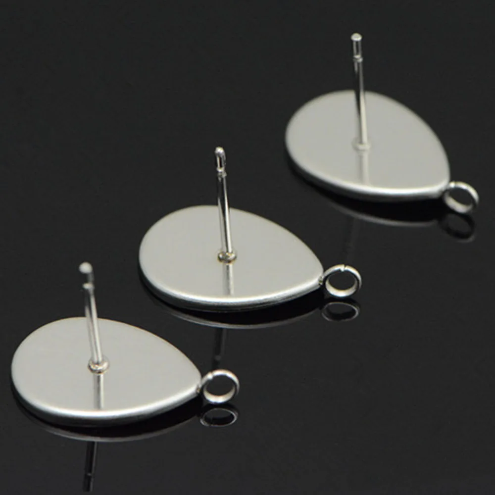 

10x14mm Stainless Steel 10pcs/lot Drop Shap Earrings Blank Base Bezels Earring Hooks Supplies for Jewelry Making Cabochons Base
