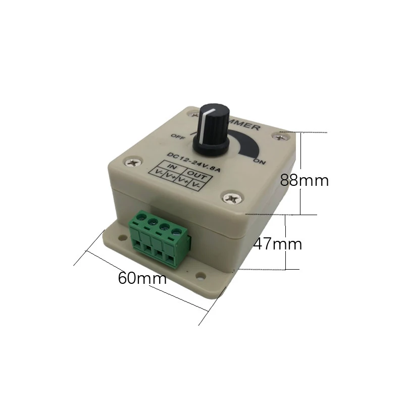 

12V 24V LED Dimmer Switch 8A Voltage Regulator Adjustable Controller for LED Strip Light Lamp