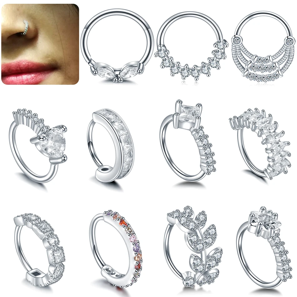 

1PC /Lot Copper Real Septum Rings Pierced Nostril Piercing Septo Nose Ear Cartilage Tragus Helix Piercing Clicker Body Jewelry