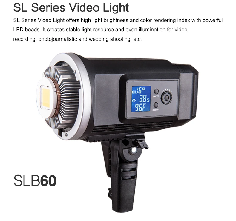 Godox SL серия SLB60W Белый светодиодный студийный светильник 60WS 5600K Цветовая температура литиевая батарея 11,1 V 8700mAH крепление Bowens