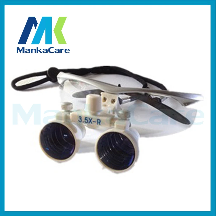 Manka Care - 3.5X time Dental Surgical Binocular Loupes Magnifier Glasses 100% original surgical optical glass Silver and White