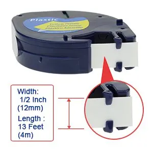 Labelife 5 упаковок 12 мм * 4 м Желтая пластиковая лента для этикеток Letratag 91332 91222 91202 59423