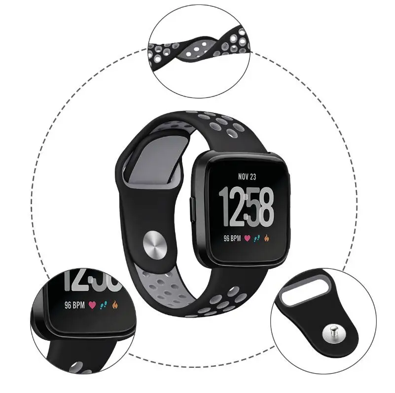KINGBEIKE 10 цветов спортивный силиконовый ремешок для Fitbit Versa Сменные Ремешки