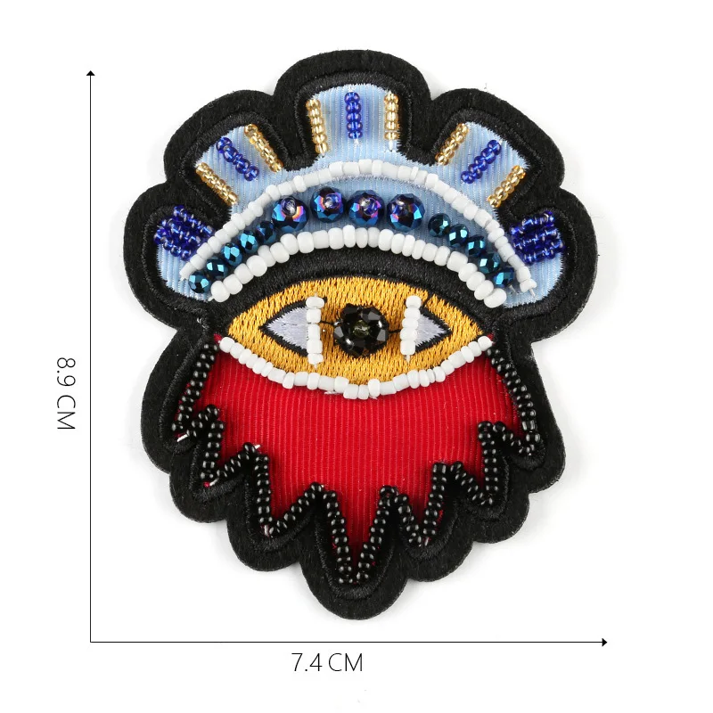 Патчи ручной работы с блестками и бисером аппликация сделай сам в форме глаза