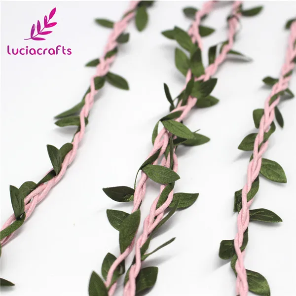 Pink Lucia crafts ширина 1 см DIY воск шнур с листьями упаковочный материал домашняя декоративная веревка 2 ярдов/партия W0805 - Цвет: Pink