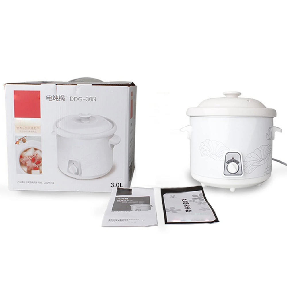 DMWD 220V 3L Электрический медленно Плита керамика здоровья каша кастрюля для супа Еда аппарат для тушения Кухня Приспособления для 3-4 человек