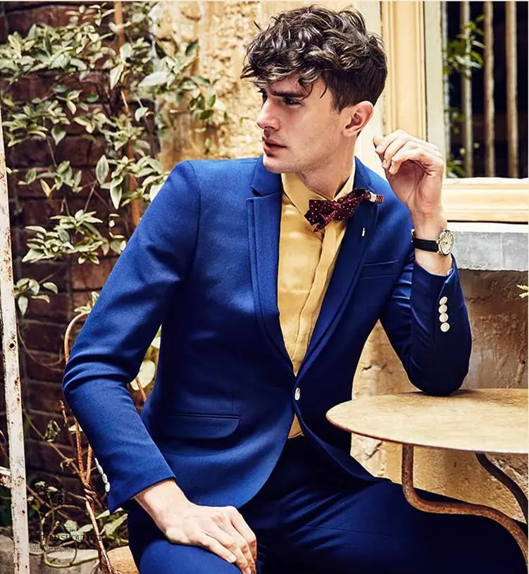 Последний дизайн пальто брюки синий формальный мужской костюм Тощий Выпускной