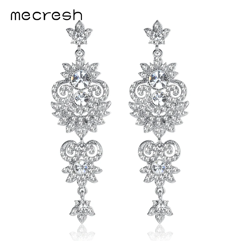 Модные Серебристые/черные хрустальные свадебные серьги Mecresh для женщин