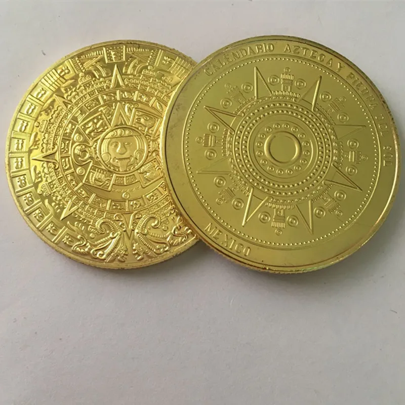 2 шт. значок из ацтекского календаря майя позолоченный унции 40 мм сувенир