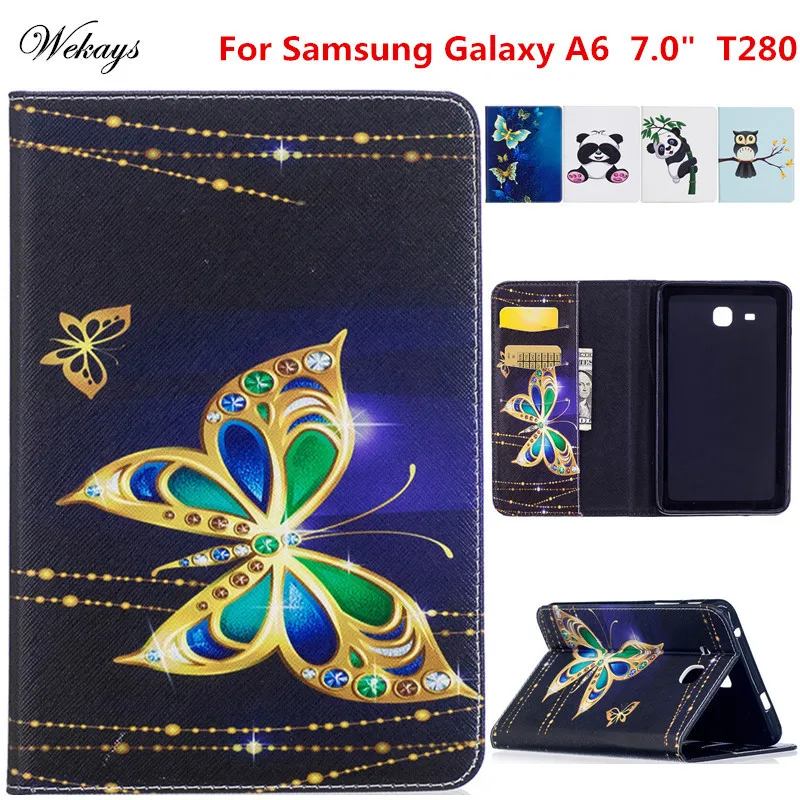 

Wekays sFor Galaxy Tab A 2016 7.0" T280 Cartoon Leather Fundas Case For Samsung Galaxy Tab A A6 7.0 T280 T285 Tablet Cover Cases