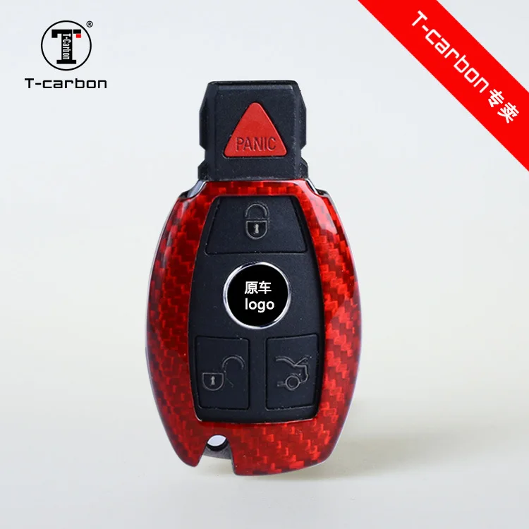 

Для Mercedes-Benz Plug-in Start Intelligent Start General Red Color Carbon Fiber Key Case Shell Bag