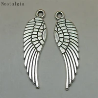 nostalgia 10pcs angel wings pendant bracelet charms necklace for jewelry making 1030mm