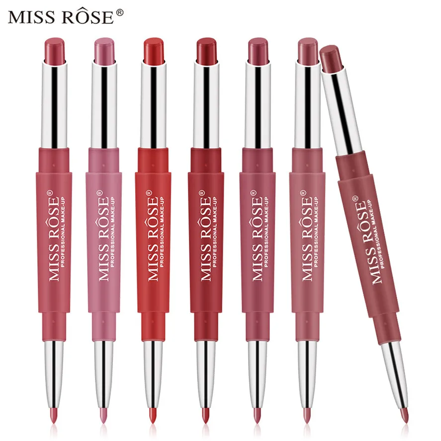 Матовый карандаш для губ, ручка MISS ROSE 1 шт., двухсторонний стойкий Водостойкий карандаш для губ 10 цветов 0625#30