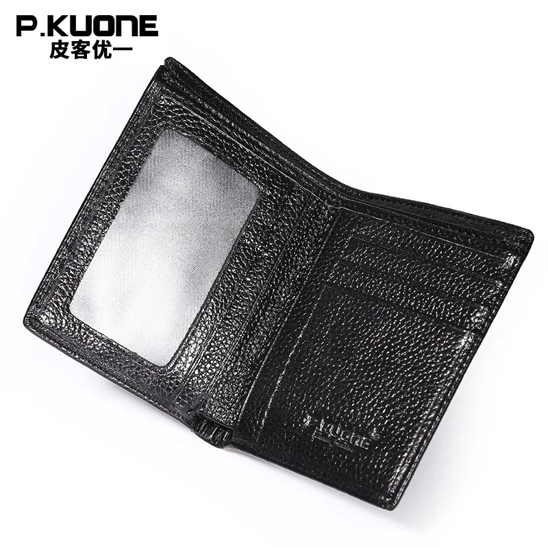 P. KUONE 2017 короткий простой кошелек из натуральной кожи маленький Обложка для