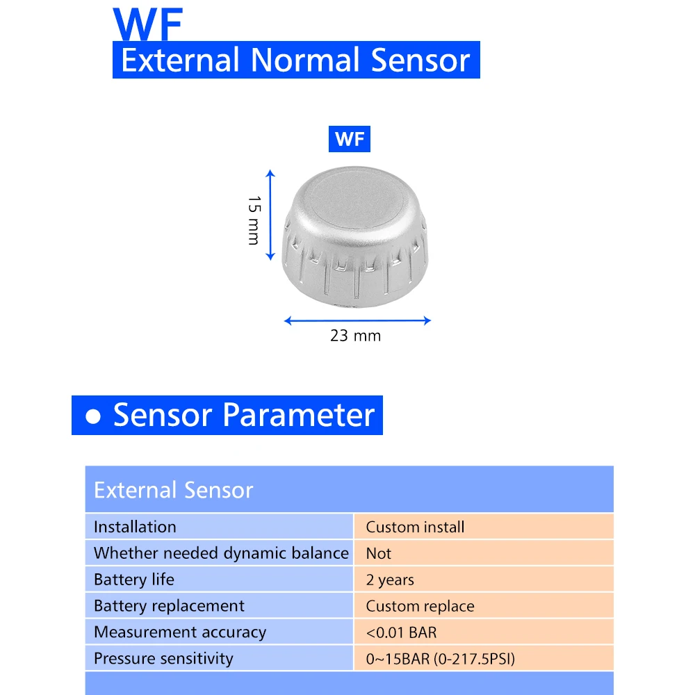 U901T-WF TPMS автомобильный монитор давления в шинах, сменная батарея с 6 внешними датчиками, ЖК-дисплей