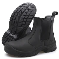 plus size men fashion steel toe cap work safety shoes genuine leather platform spring autumn worker shoe security chelsea boots