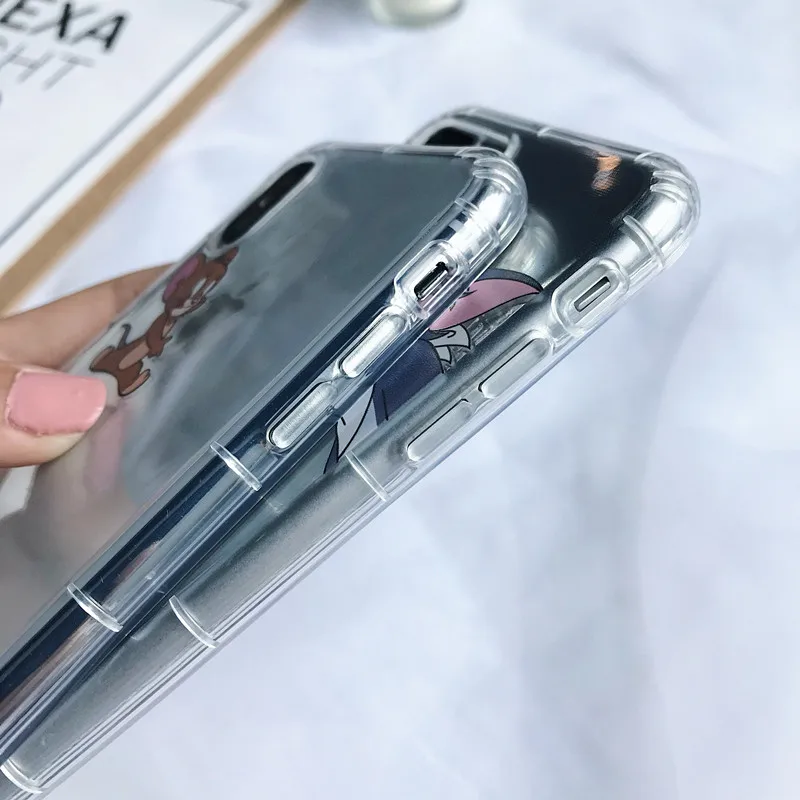Милый мультяшный чехол для телефона с котом и мышкой iphone X XS MAX XR 7 6 6S 8 Plus мягкий