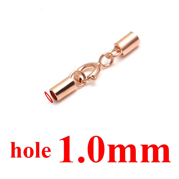 Rose gold 1.0mm 925 пробы серебряные колпачки-застёжки для кожаного браслета Цепочки и ожерелья застежками Крючки диаметр 1/1. 5/2/2,5/3/4/5 мм разъемы для изготовления ювелирных изделий - Цвет: Rose gold 1.0mm