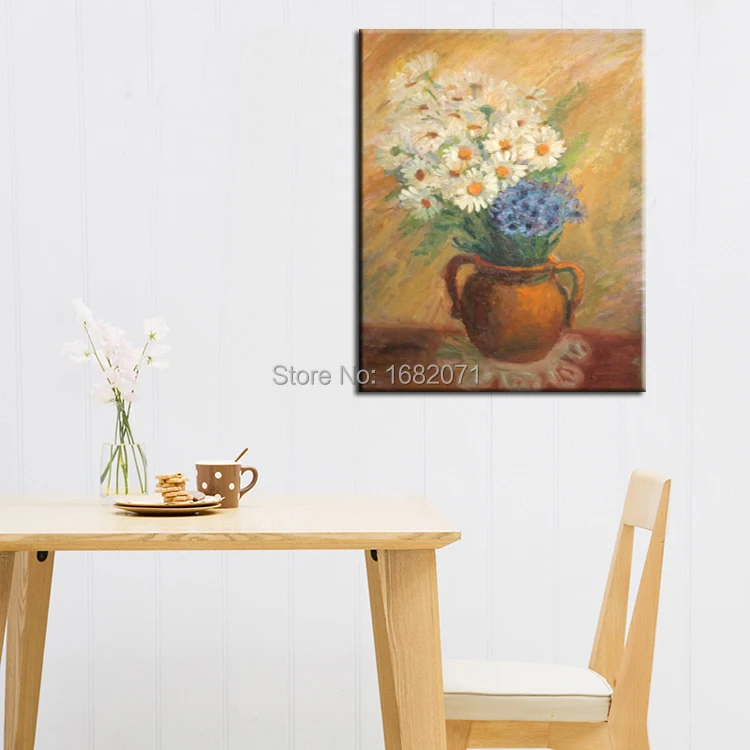 Wholesale Price Supply High Quality Impression Daisy Flower Oil Painting On Canvas Daisies Flowers Oil Picture For Kitchen Decor