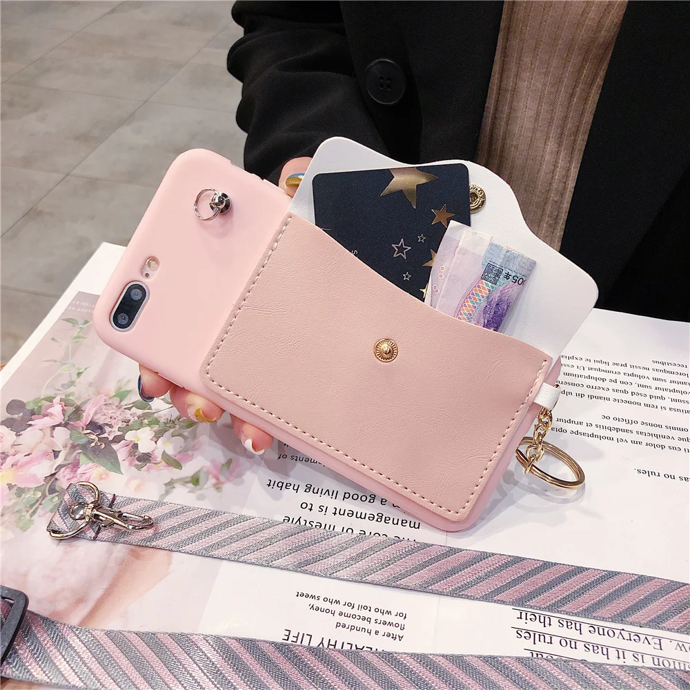 Кошелек для монет чехол телефона IPhone X XR XS MAX розовые Силиконовые чехлы с
