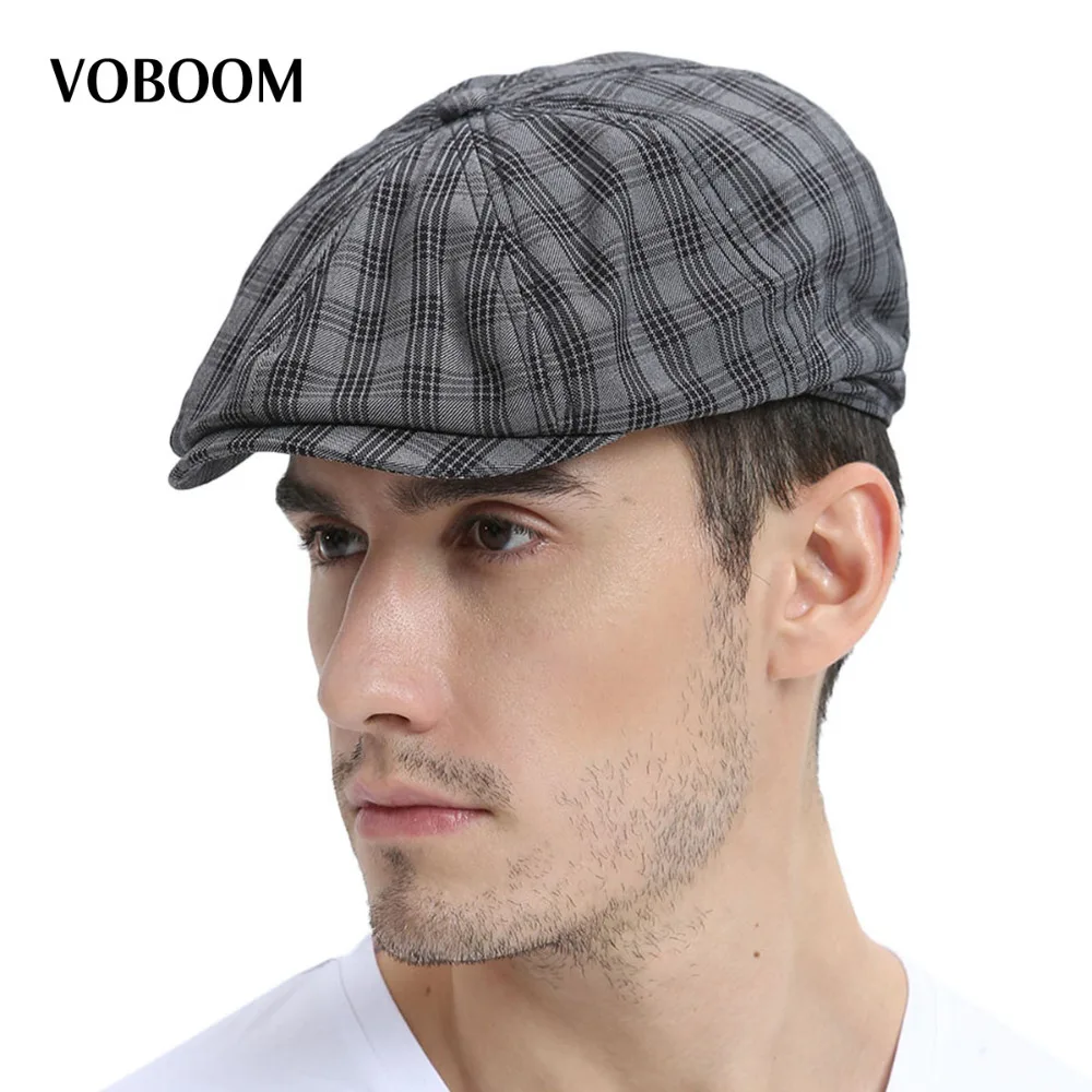 VOBOOM Summer Cotton Blend Newsboy Men Women Plaid Ivy Flat Cap Male Female Boina Berets Hats 103 | Аксессуары для одежды