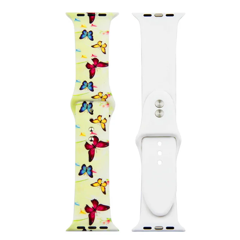 Мягкий силиконовый ремешок для Apple Watch band4 44/40 мм с печатью резиновый наручных