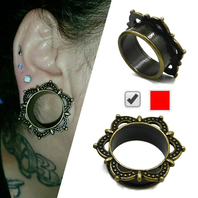 1 пара Латунь Новая мода затычки для ушей туннели мочки уха пирсинг Плоть Туннели