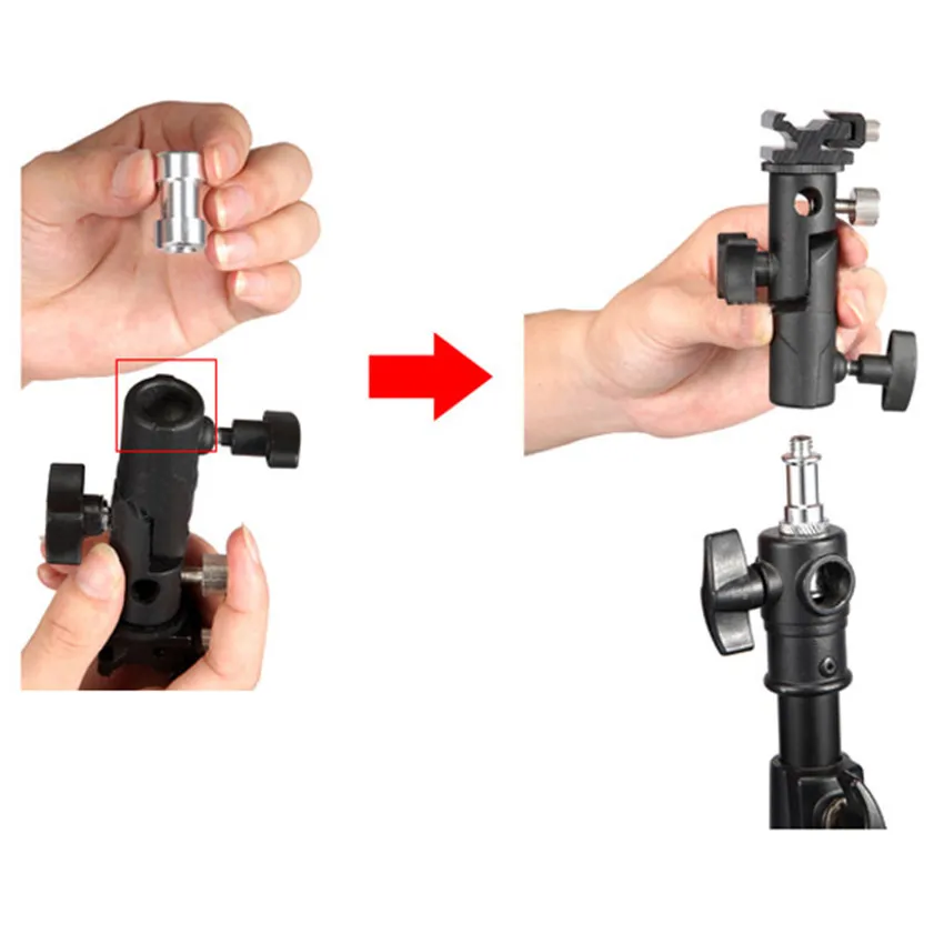 2pcs Light Bracket Stand Type E Swivel Flash Hot Shoe Umbrella Holder With 1/4&quot to 3/8&quot Screw Mount For Photo Studio Accessories |