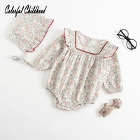 floral romperhat baby girls long sleeve jumpsuit cotton overalls toddler baby pajamas children clothes spring autumn