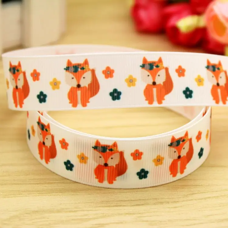 

7/8'' Free shipping fox fall printed grosgrain ribbon hair bow headwear party decoration wholesale OEM 22mm H5440