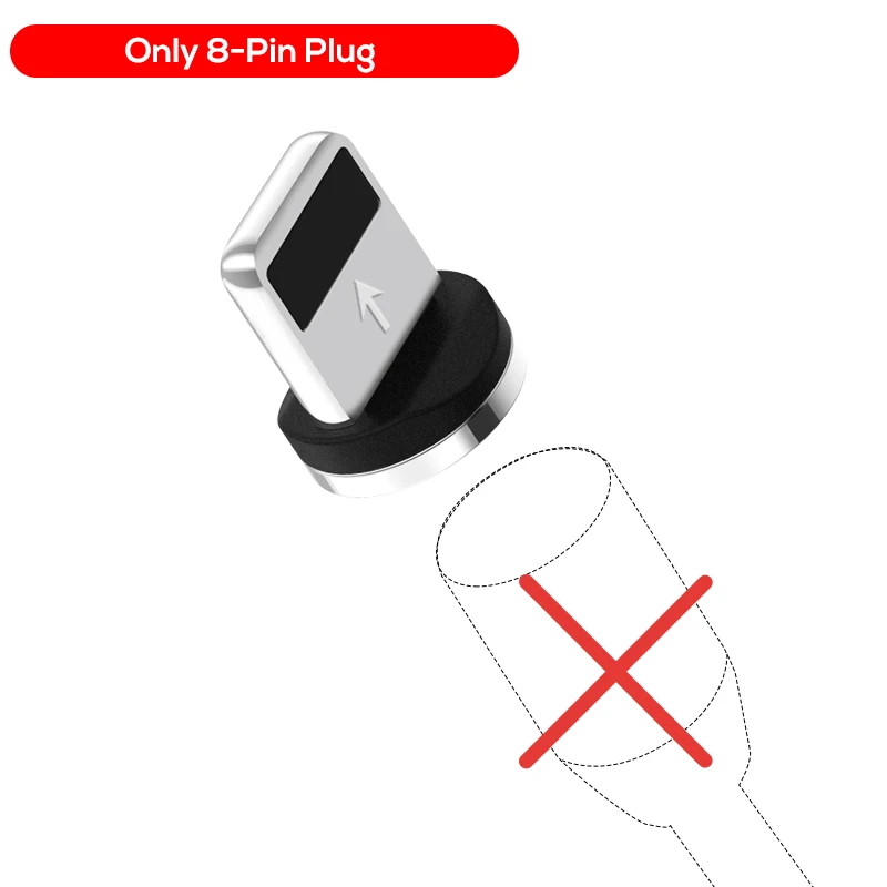 8-Pin Plug No Cable TOPK AM33 светодиодный магнитный кабель Micro USB и usb type-C кабель для samsung Xiaomi huawei LG USB кабель для iPhone Xs Max 8 7 6 Plus - Цвет: 8-Pin Plug No Cable