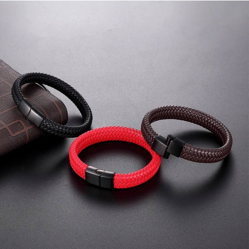 2018 модный плетеный браслет из натуральной кожи для мужчин и женщин нержавеющей
