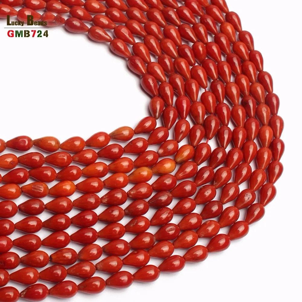 5x8mm Water Drop Shaped Red Coral Beads 15inches Loose Stone For DIY Making Bracelet Necklace Jewelry Ring Earrings Charms | Украшения и