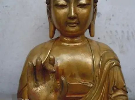 21 дюймов китайский бронзовое покрытие резные Буддизм Будда Шакьямуни Скульптура