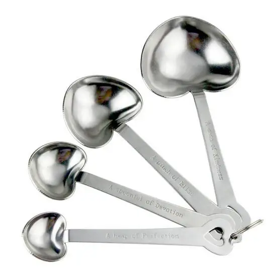 Сердце Ложки мерные Комплект свадебный подарок 4 Любовь без меры Набор ложек и