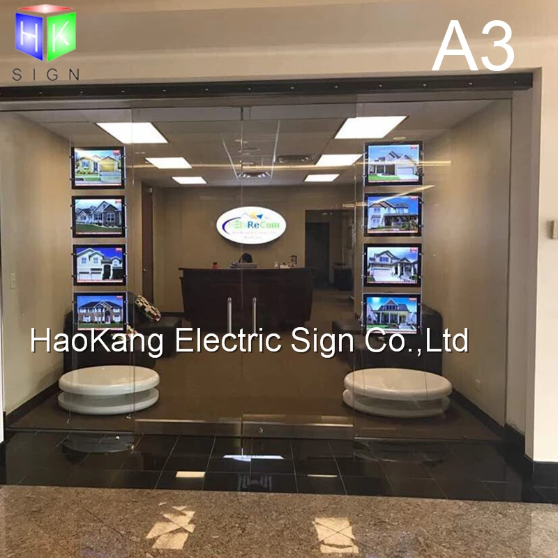 A3 двойная акриловая сторона фоторамка светодиодный светильник коробка для окна