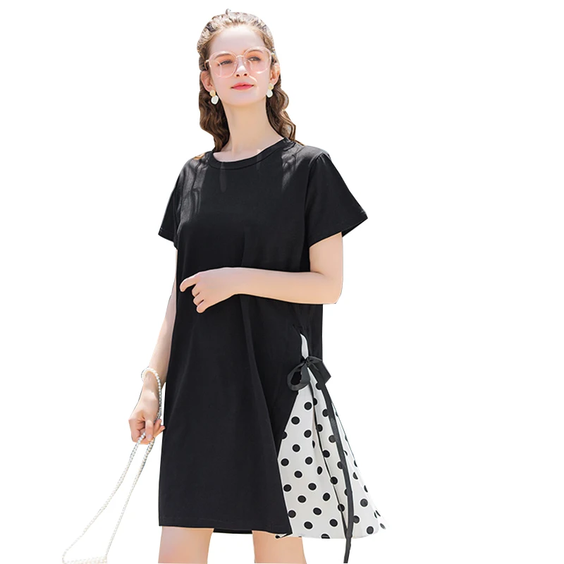 Trytree/2019 летнее женское платье повседневное с круглым вырезом поясом бантом